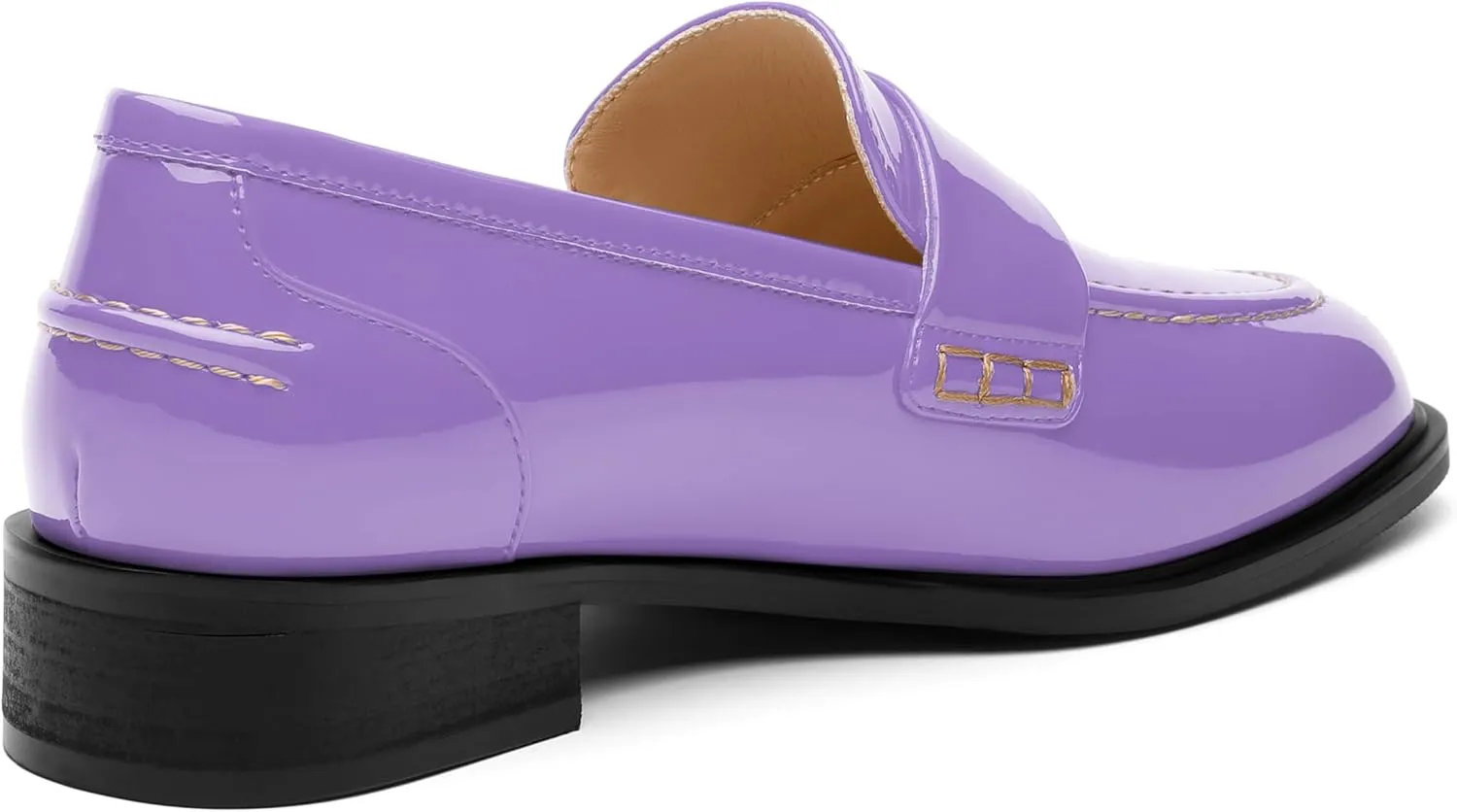 NUMALEO Women's Loafers Penny Loafers & Slip-ons Flats Closed Round Toe Low Heel Shoes 1 Inch Patent Fashion Casual Shoes Comfortable Work Office Flats Dressy Shoes