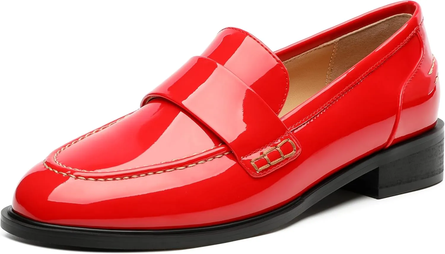 NUMALEO Women's Loafers Penny Loafers & Slip-ons Flats Closed Round Toe Low Heel Shoes 1 Inch Patent Fashion Casual Shoes Comfortable Work Office Flats Dressy Shoes