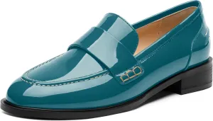NUMALEO Women's Loafers Penny Loafers & Slip-ons Flats Closed Round Toe Low Heel Shoes 1 Inch Patent Fashion Casual Shoes Comfortable Work Office Flats Dressy Shoes