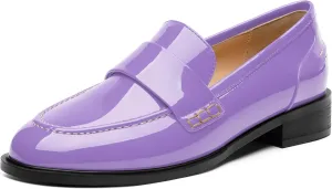 NUMALEO Women's Loafers Penny Loafers & Slip-ons Flats Closed Round Toe Low Heel Shoes 1 Inch Patent Fashion Casual Shoes Comfortable Work Office Flats Dressy Shoes