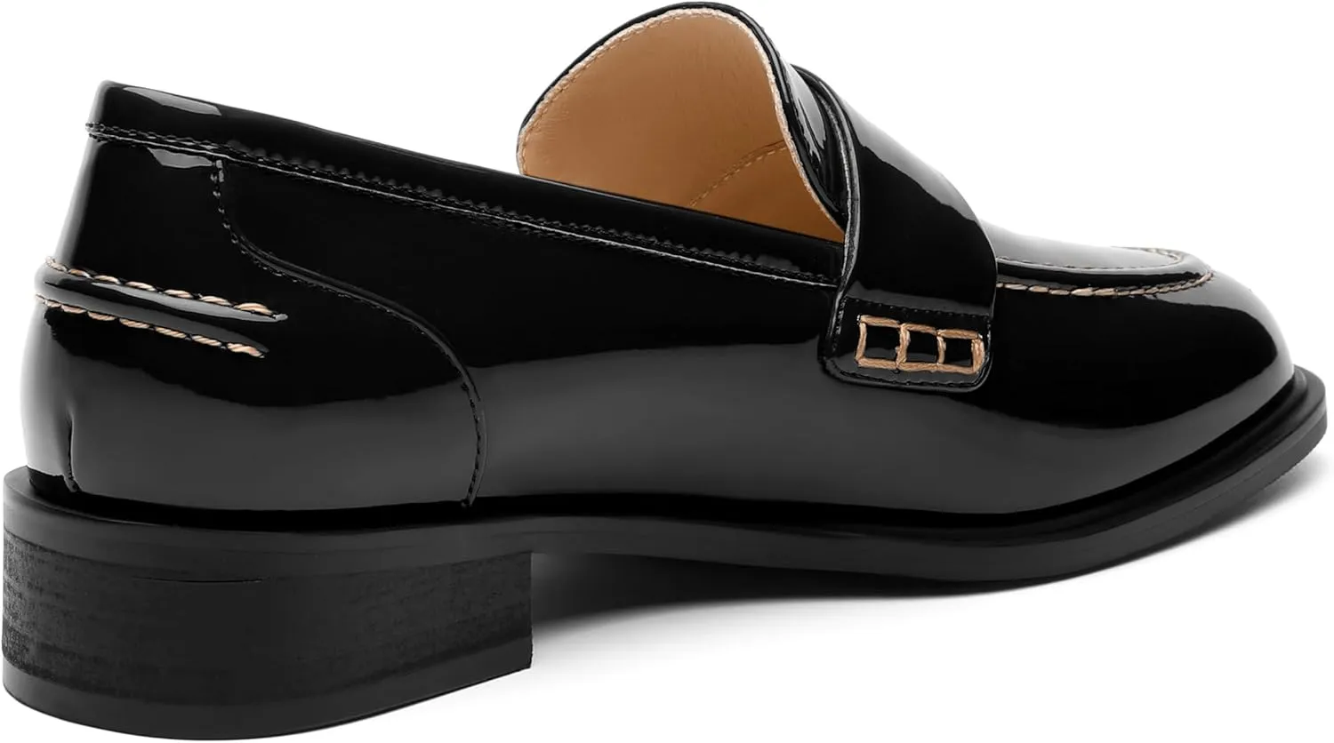 NUMALEO Women's Loafers Penny Loafers & Slip-ons Flats Closed Round Toe Low Heel Shoes 1 Inch Patent Fashion Casual Shoes Comfortable Work Office Flats Dressy Shoes