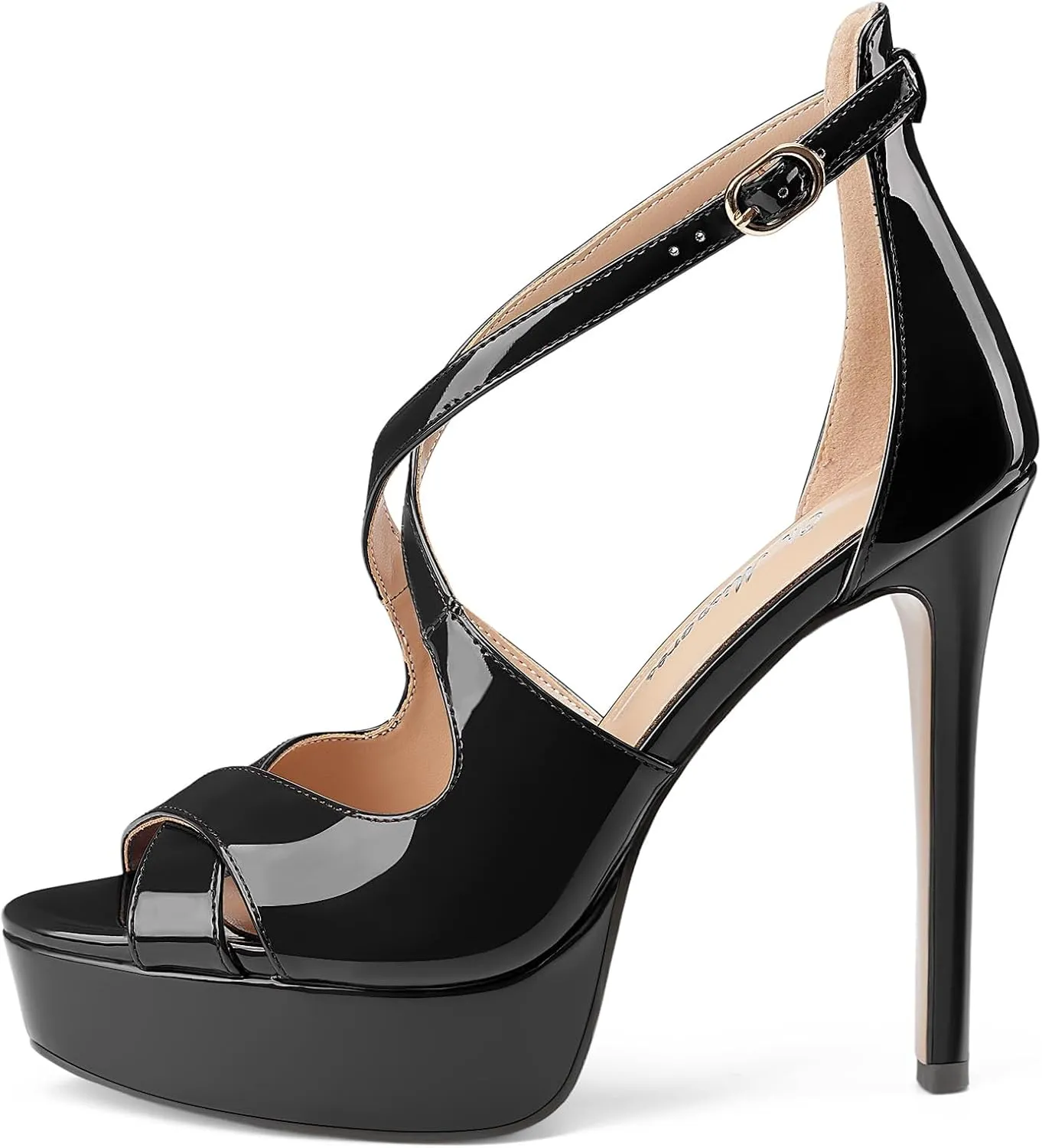 Oh Mispares Platform High Heel Sandals Peep Toe Stiletto Crisscross Strappy Buckle 5 inch Heels Dressy Heeled Sandals for Women/Girls