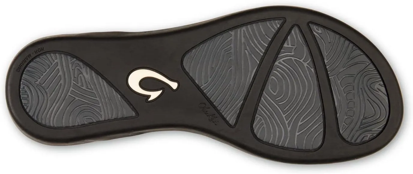 OLUKAI Ho'opio Leather Women's Beach Sandals, Full-Grain Leather Flip-Flop Slides, Modern Low Profile Design & Comfortable Fit