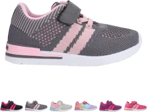 Oomphies Wynn Girls Athletic Sneakers – Breathable Knit Upper, Hook & Loop Closure, Cushioned Insole & Durable Design