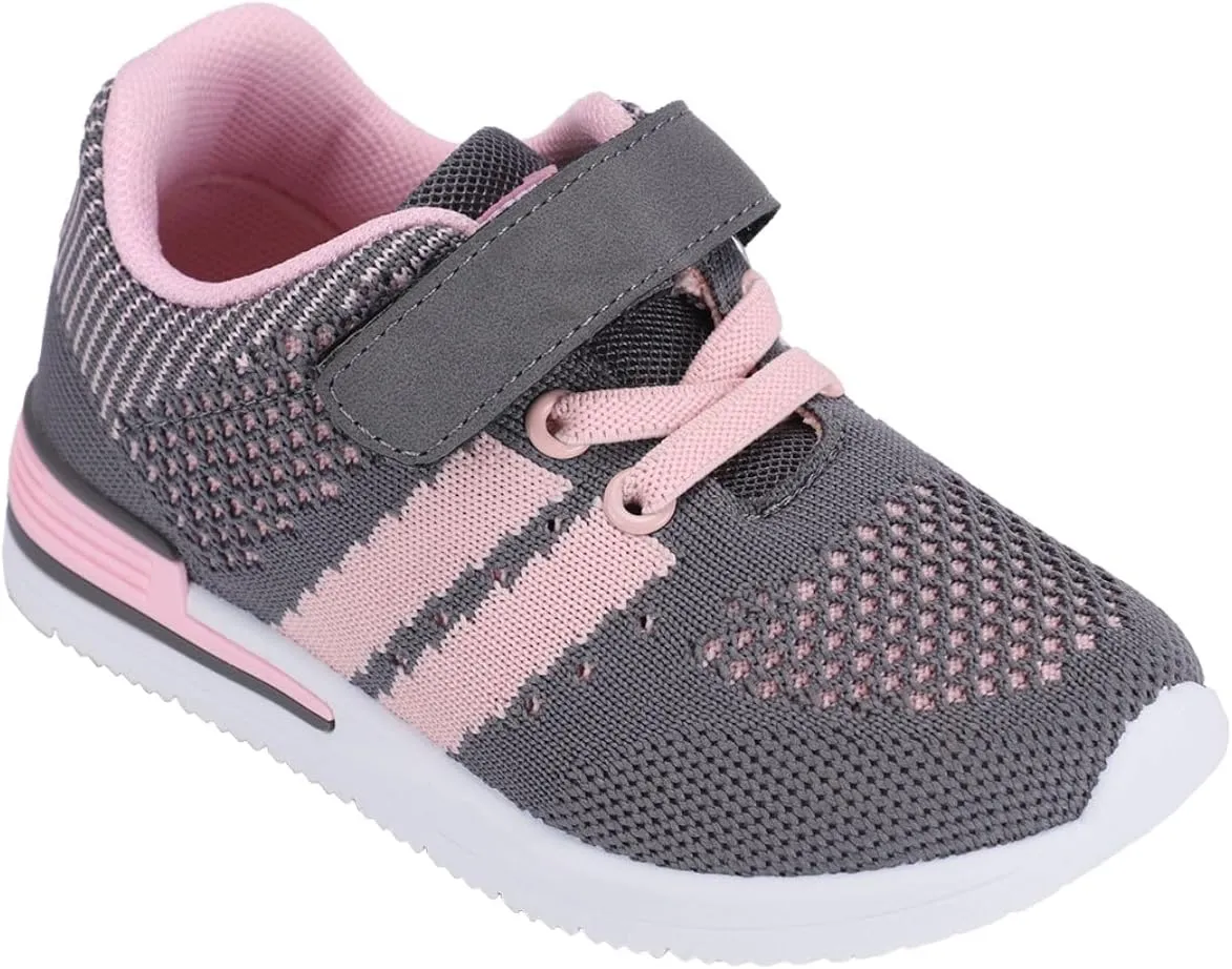 Oomphies Wynn Girls Athletic Sneakers – Breathable Knit Upper, Hook & Loop Closure, Cushioned Insole & Durable Design
