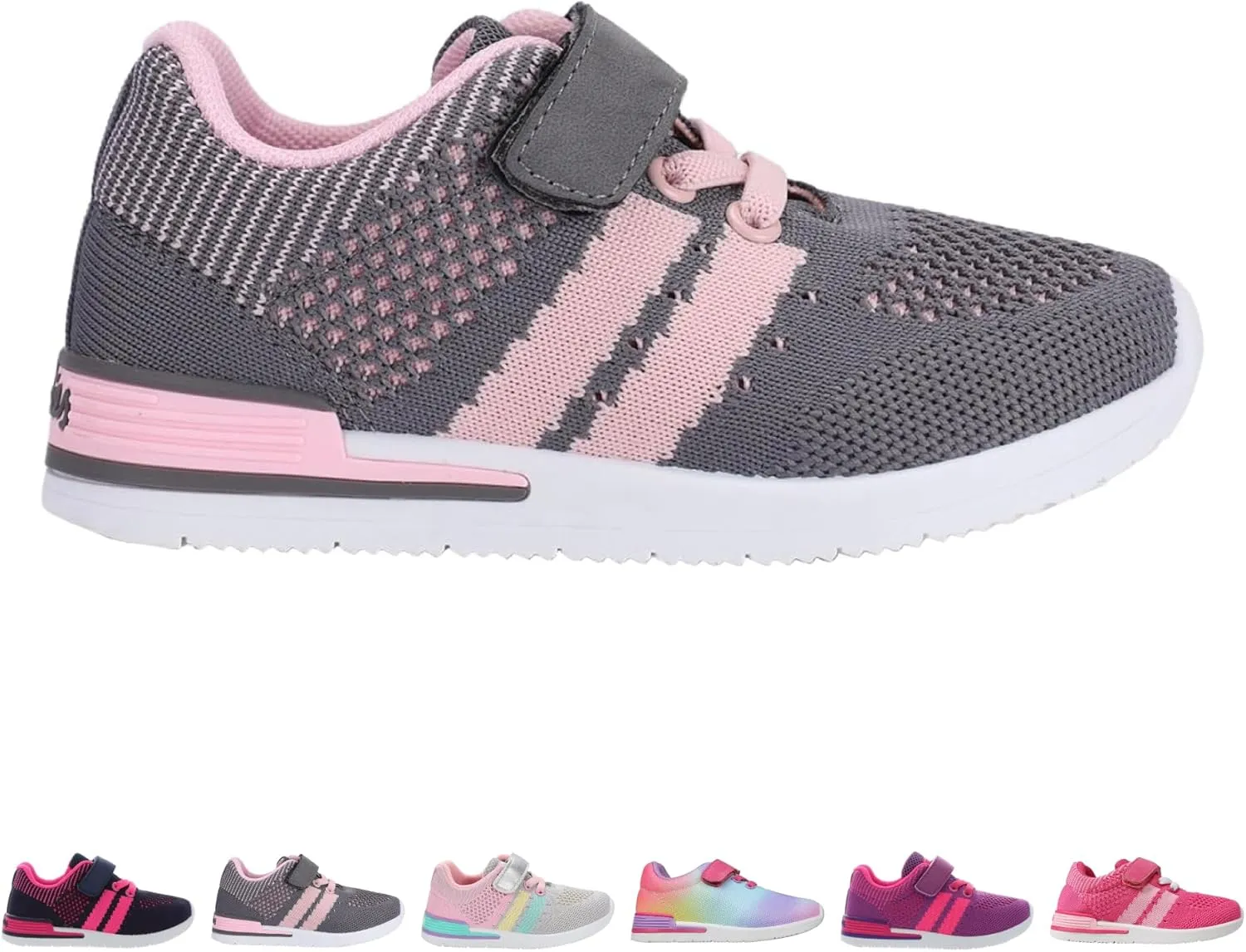 Oomphies Wynn Girls Athletic Sneakers – Breathable Knit Upper, Hook & Loop Closure, Cushioned Insole & Durable Design