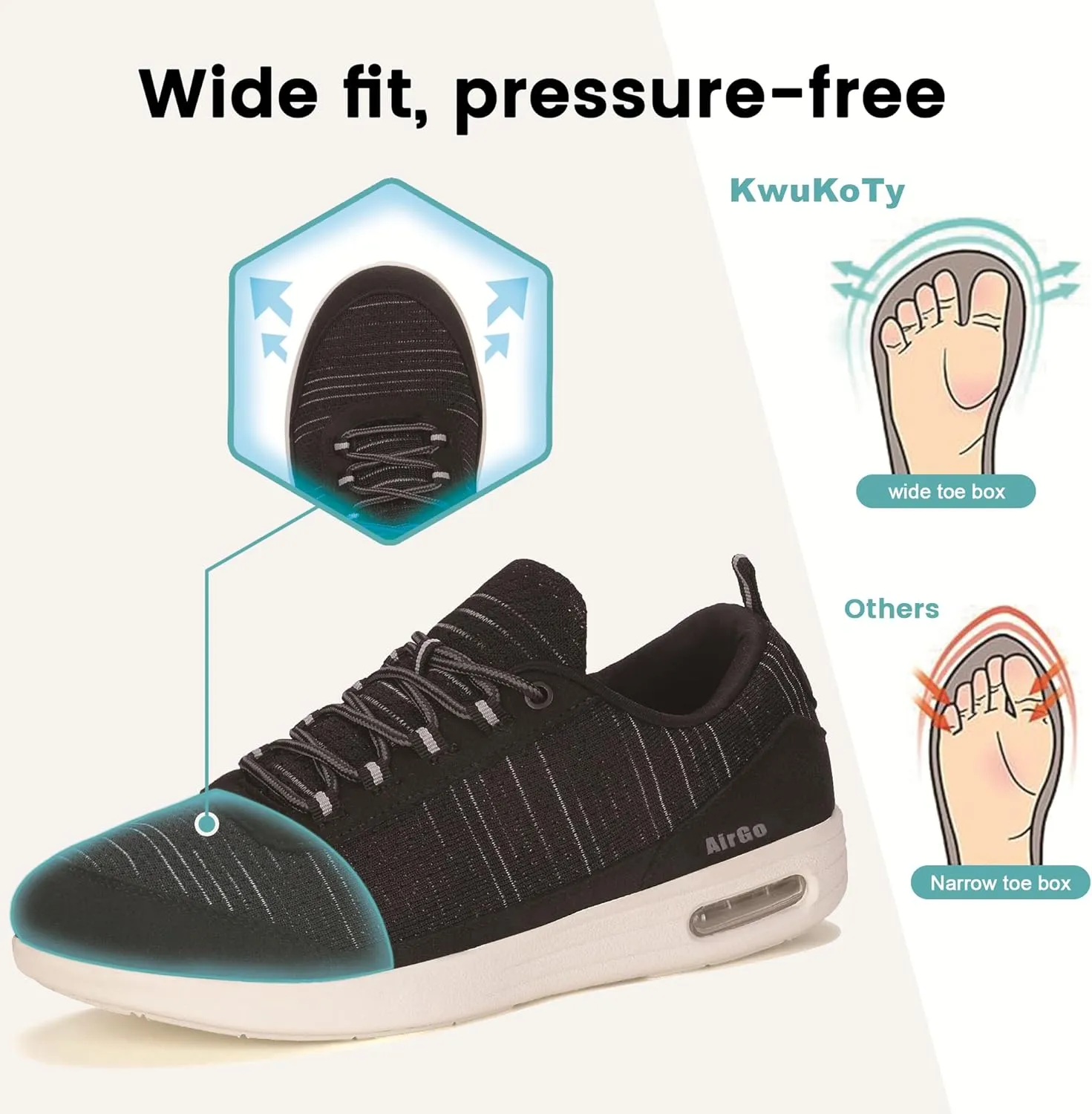 Orthopedic Running Tennis Spring Walking Sneakers Lightweight Comfortable Air Cushion Wide Fit Comfort Size 6.5-13