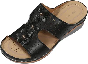 Orthopedic Sandals for Women Wide Width Womens Orthopedic Sandals 9 Wedge Sandals for Women Dressy Summer Arch Support Slides for Women Orthotic Flip Flops Women Black Womens Flats