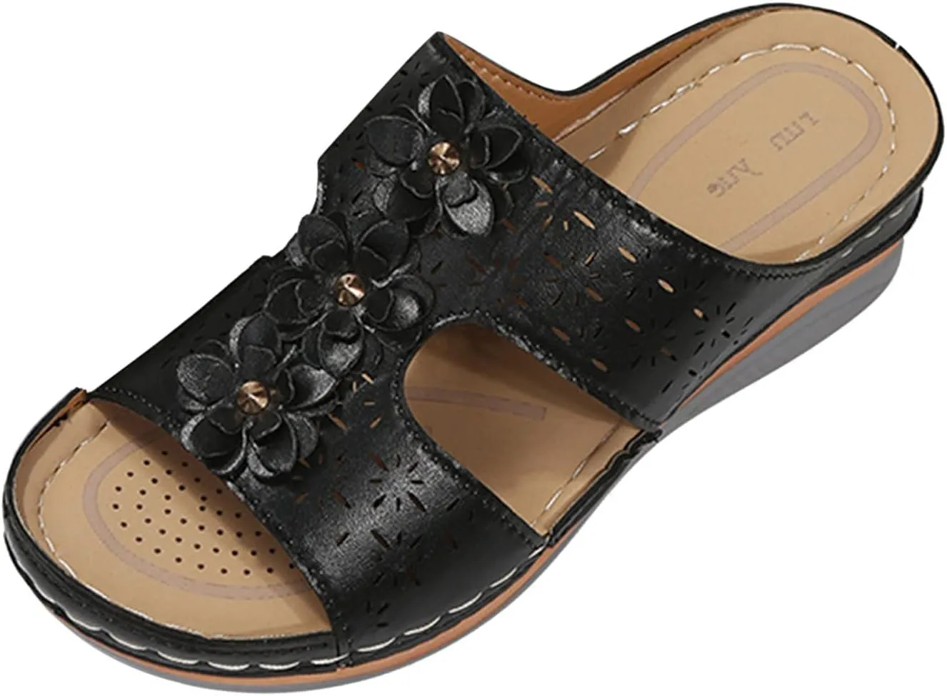 Orthopedic Sandals for Women Wide Width Womens Orthopedic Sandals 9 Wedge Sandals for Women Dressy Summer Arch Support Slides for Women Orthotic Flip Flops Women Black Womens Flats
