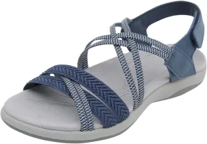 Orthopedic Sandals for Women with Arch Support 2025 Summer Fashion Open Toe Solid Color Breathable Adjustable Elastic Sports Sandals Outdoor Beach Vacation Casual Non Slip Walking Comfortable Footwear