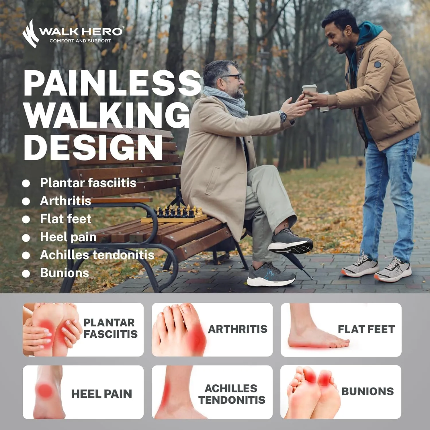Orthopedic Shoes for Men with Arch Support, Plantar Fasciitis Shoes for Breathable Mesh, Non-Slip Walking Shoes for Heel Pain Relief