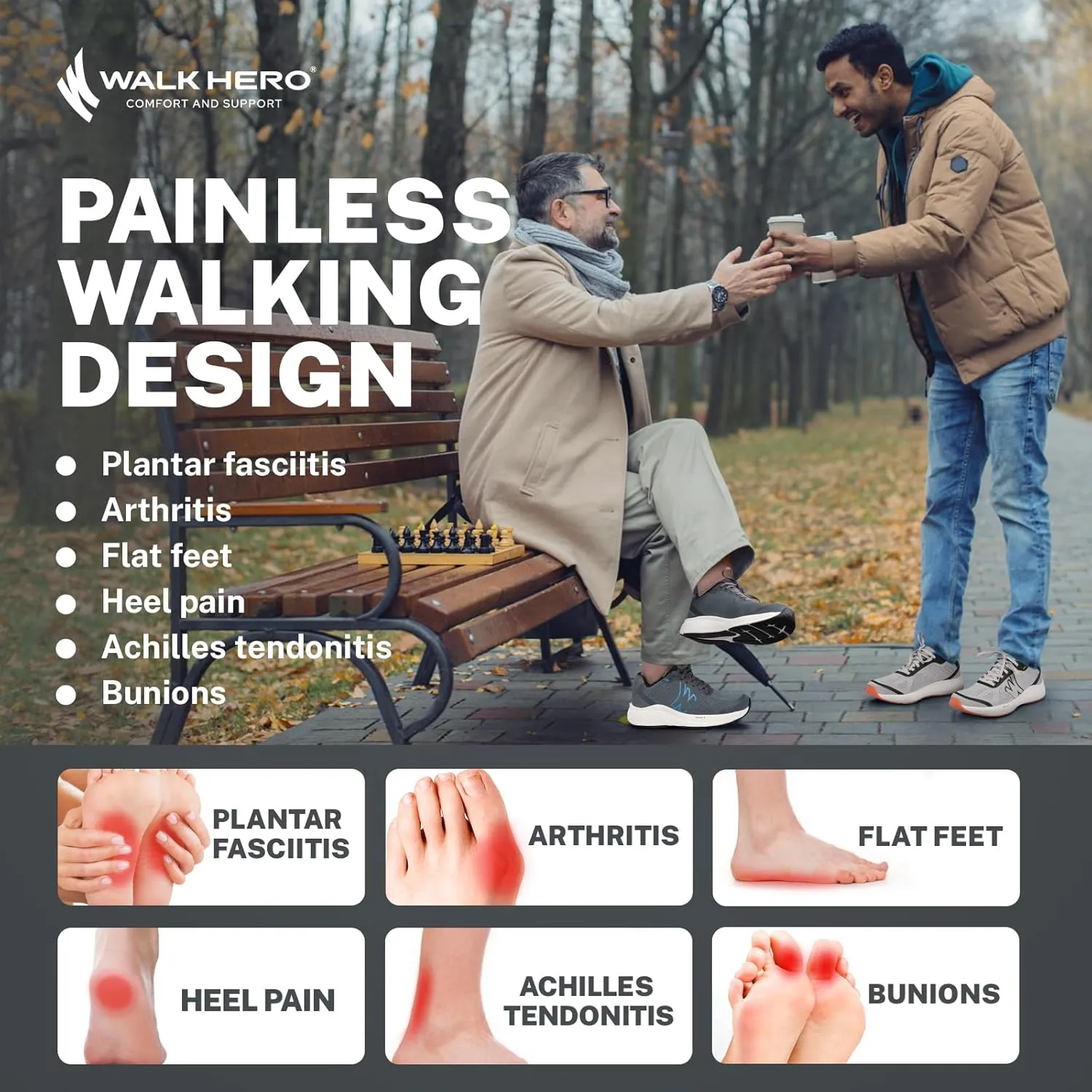 Orthopedic Shoes for Men with Arch Support, Plantar Fasciitis Shoes for Breathable Mesh, Non-Slip Walking Shoes for Heel Pain Relief