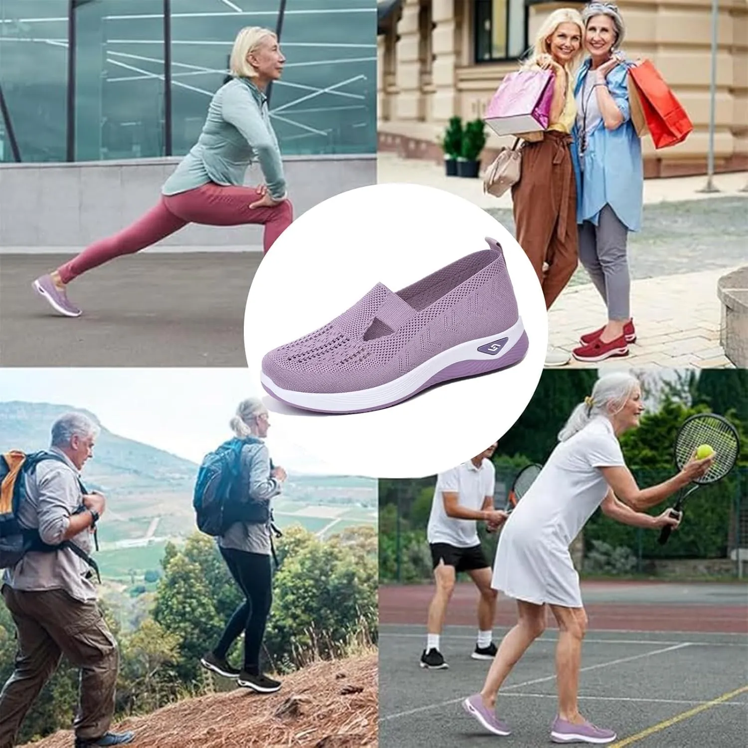 Orthopedic Shoes, Women's Comfortable Breathable Knitted Sneakers, Woven Cut-Out Orthopedic Soft Arch Support Walking Shoes