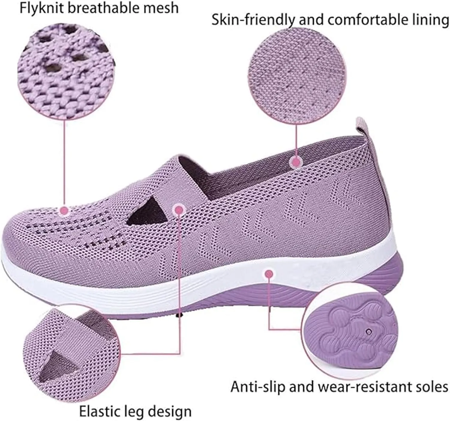Orthopedic Shoes, Women's Comfortable Breathable Knitted Sneakers, Woven Cut-Out Orthopedic Soft Arch Support Walking Shoes