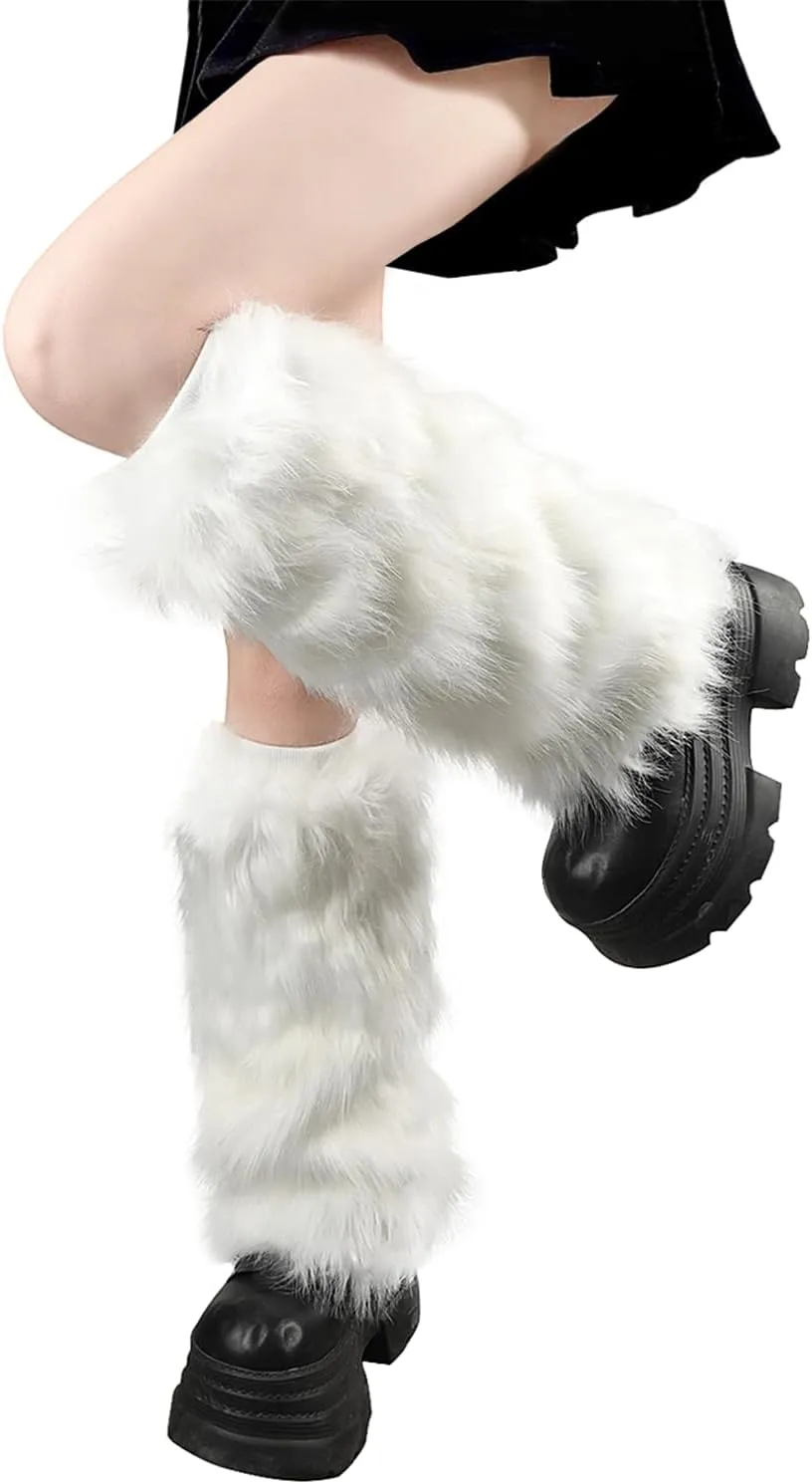 OSPNIEEK Womens Faux Fur Furry Leg Warmers