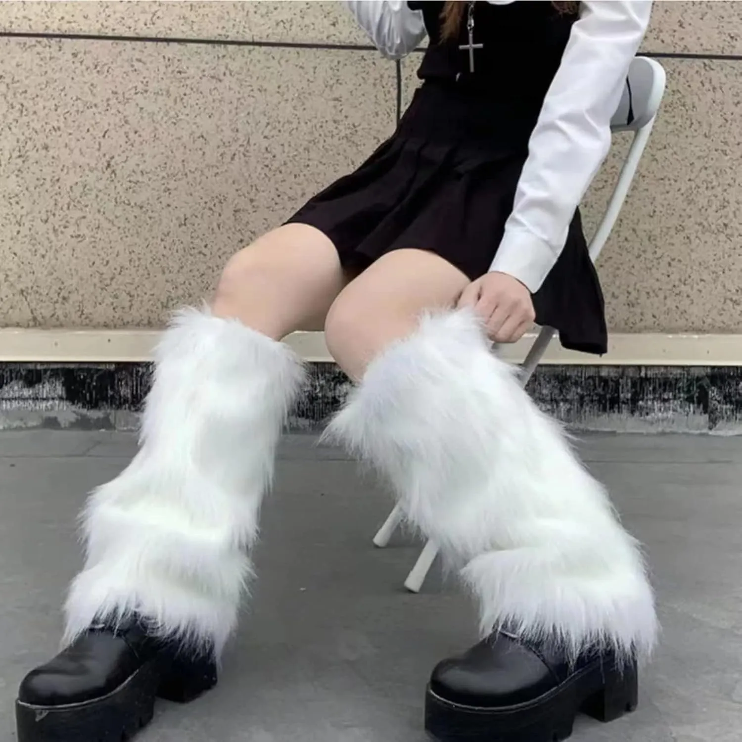 OSPNIEEK Womens Faux Fur Furry Leg Warmers