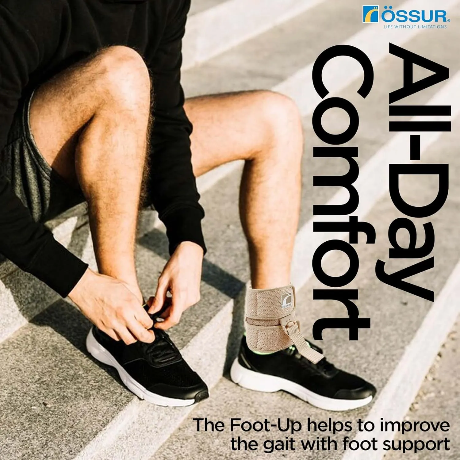 Ossur Ankle Brace, Foot Brace | AFO Foot Drop Brace for Drop Foot Support | Lightweight, Adjustable Wrap for All-Day Comfort | Breathable Material for All Day Walking (Beige, X-Large)