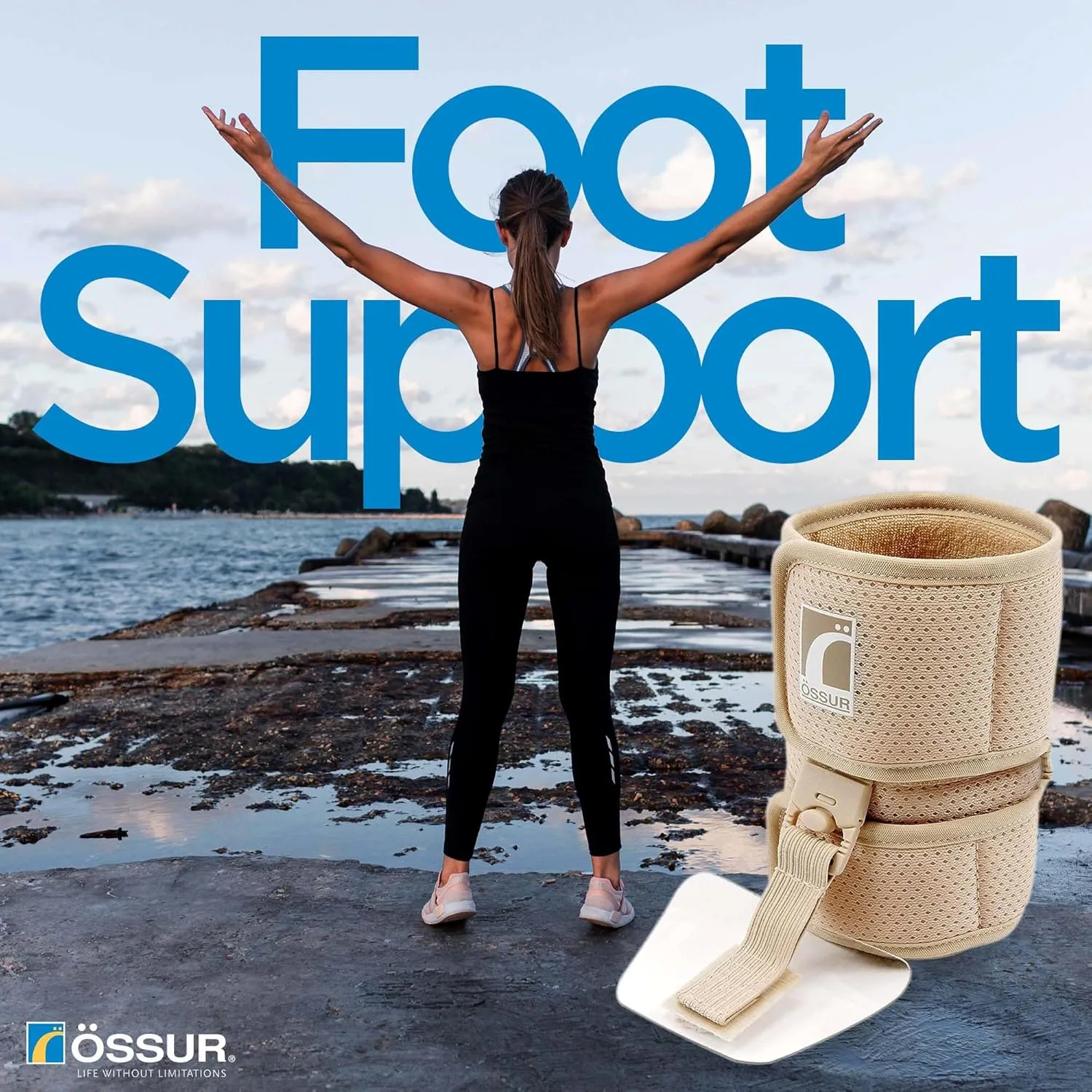 Ossur Ankle Brace, Foot Brace | AFO Foot Drop Brace for Drop Foot Support | Lightweight, Adjustable Wrap for All-Day Comfort | Breathable Material for All Day Walking (Beige, X-Large)
