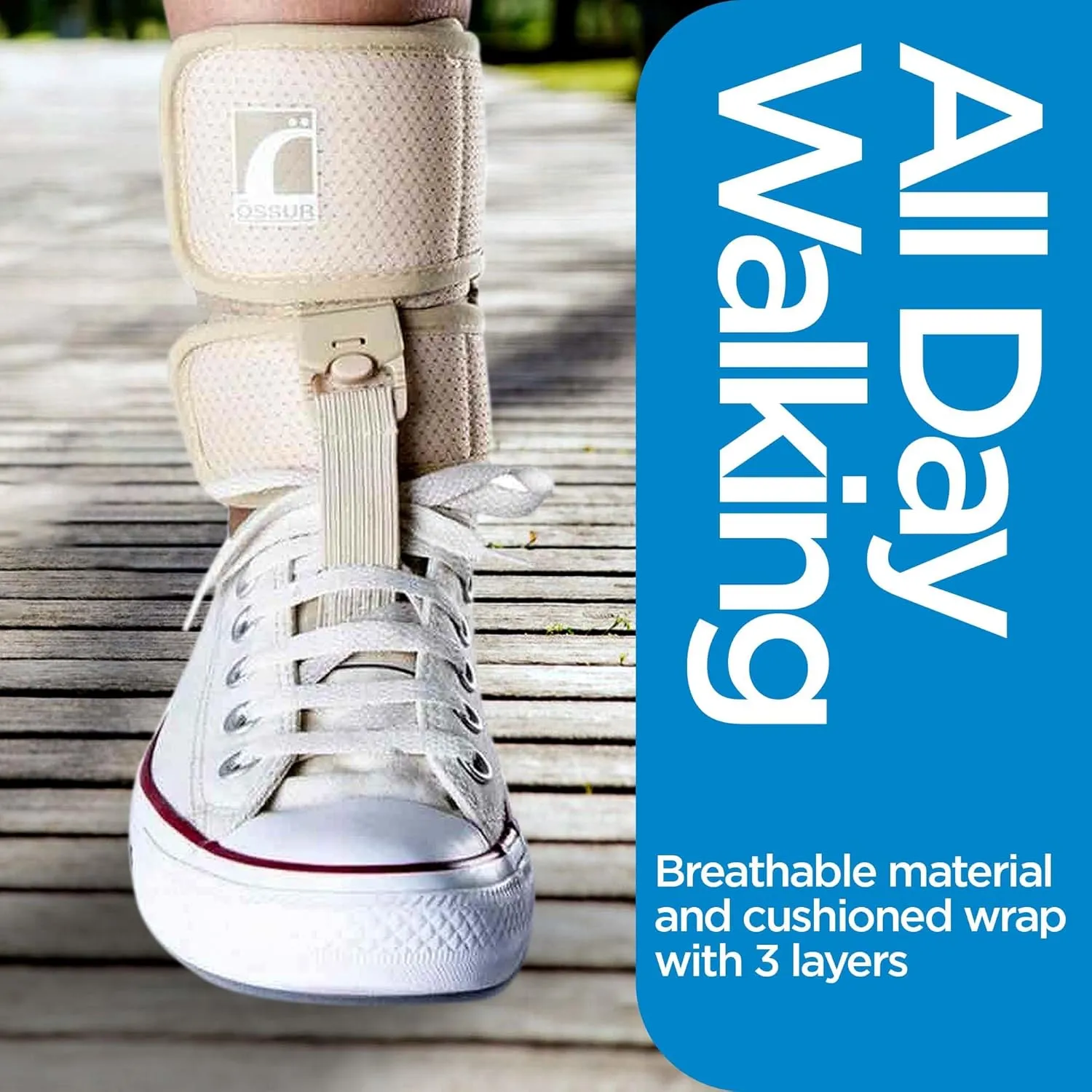 Ossur Ankle Brace, Foot Brace | AFO Foot Drop Brace for Drop Foot Support | Lightweight, Adjustable Wrap for All-Day Comfort | Breathable Material for All Day Walking (Beige, X-Large)