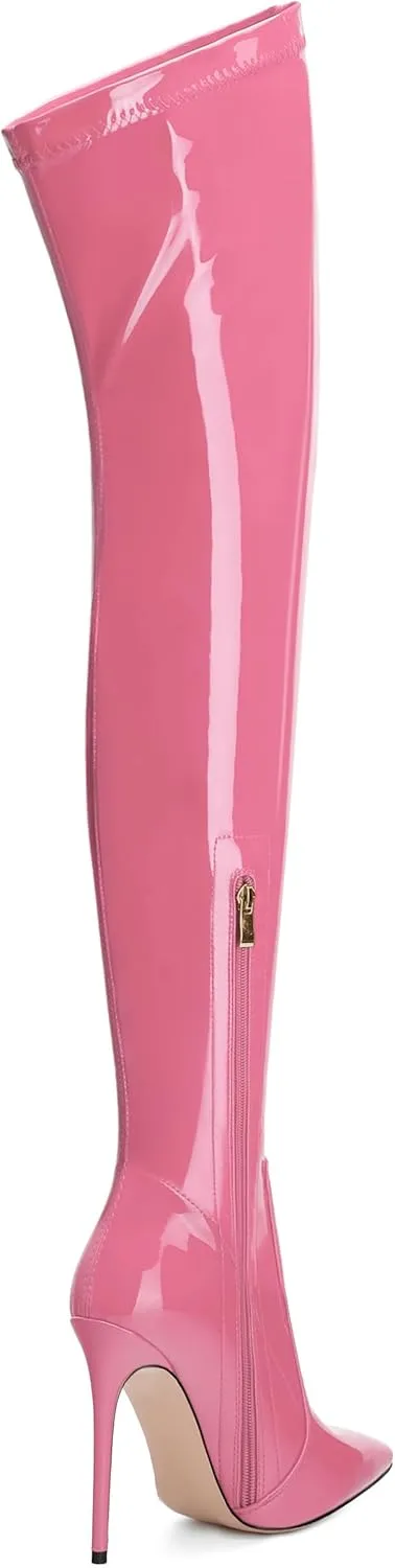 Over The Knee Boots for Women Thigh High Stiletto Zipper Pointed Toe Long Boots Classic Fashion Sexy Tall Boots