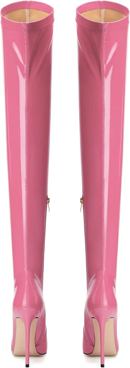 Over The Knee Boots for Women Thigh High Stiletto Zipper Pointed Toe Long Boots Classic Fashion Sexy Tall Boots
