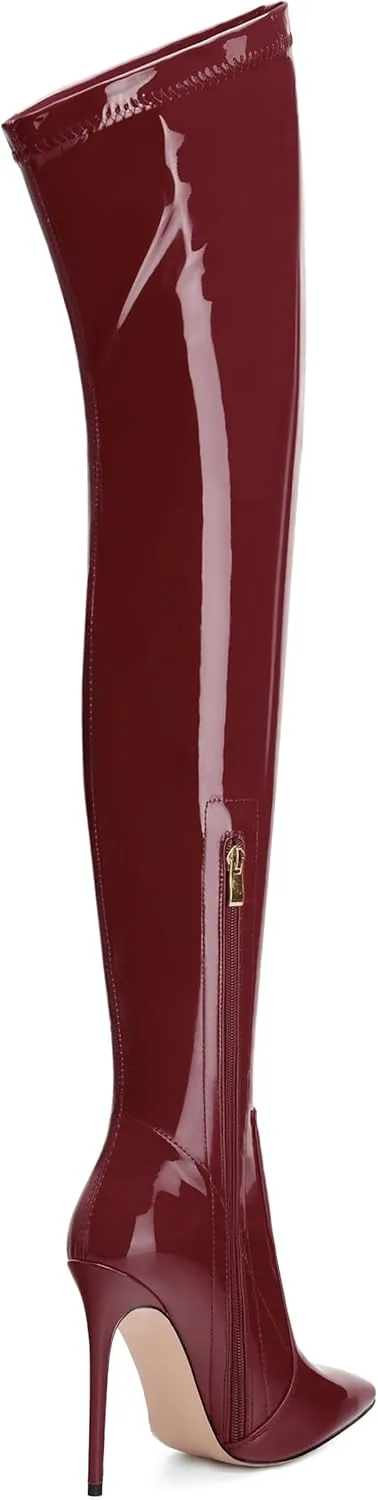 Over The Knee Boots for Women Thigh High Stiletto Zipper Pointed Toe Long Boots Classic Fashion Sexy Tall Boots