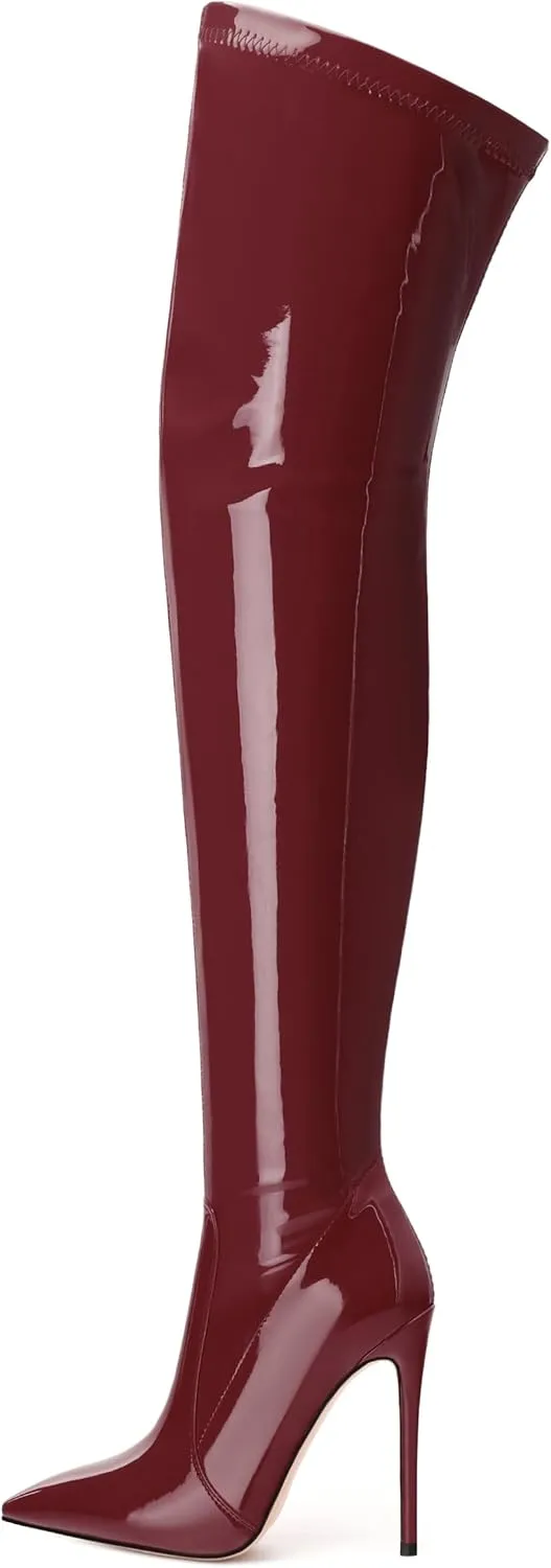 Over The Knee Boots for Women Thigh High Stiletto Zipper Pointed Toe Long Boots Classic Fashion Sexy Tall Boots