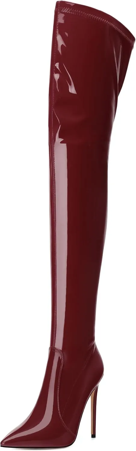 Over The Knee Boots for Women Thigh High Stiletto Zipper Pointed Toe Long Boots Classic Fashion Sexy Tall Boots