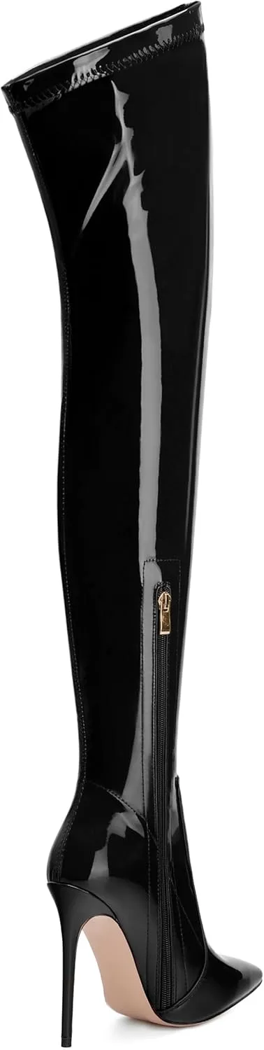 Over The Knee Boots for Women Thigh High Stiletto Zipper Pointed Toe Long Boots Classic Fashion Sexy Tall Boots