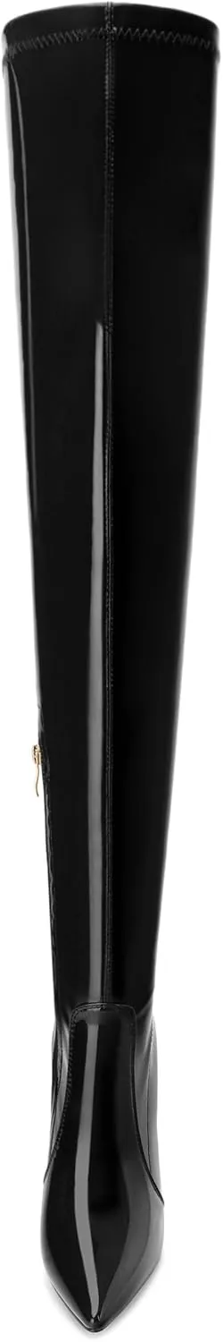Over The Knee Boots for Women Thigh High Stiletto Zipper Pointed Toe Long Boots Classic Fashion Sexy Tall Boots