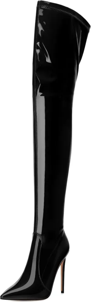 Over The Knee Boots for Women Thigh High Stiletto Zipper Pointed Toe Long Boots Classic Fashion Sexy Tall Boots