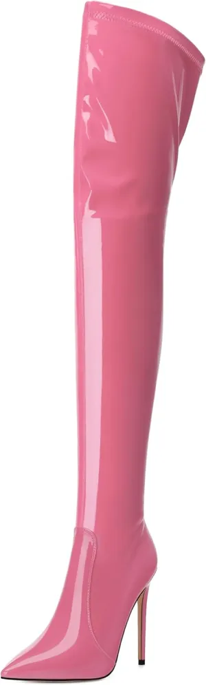 Over The Knee Boots for Women Thigh High Stiletto Zipper Pointed Toe Long Boots Classic Fashion Sexy Tall Boots