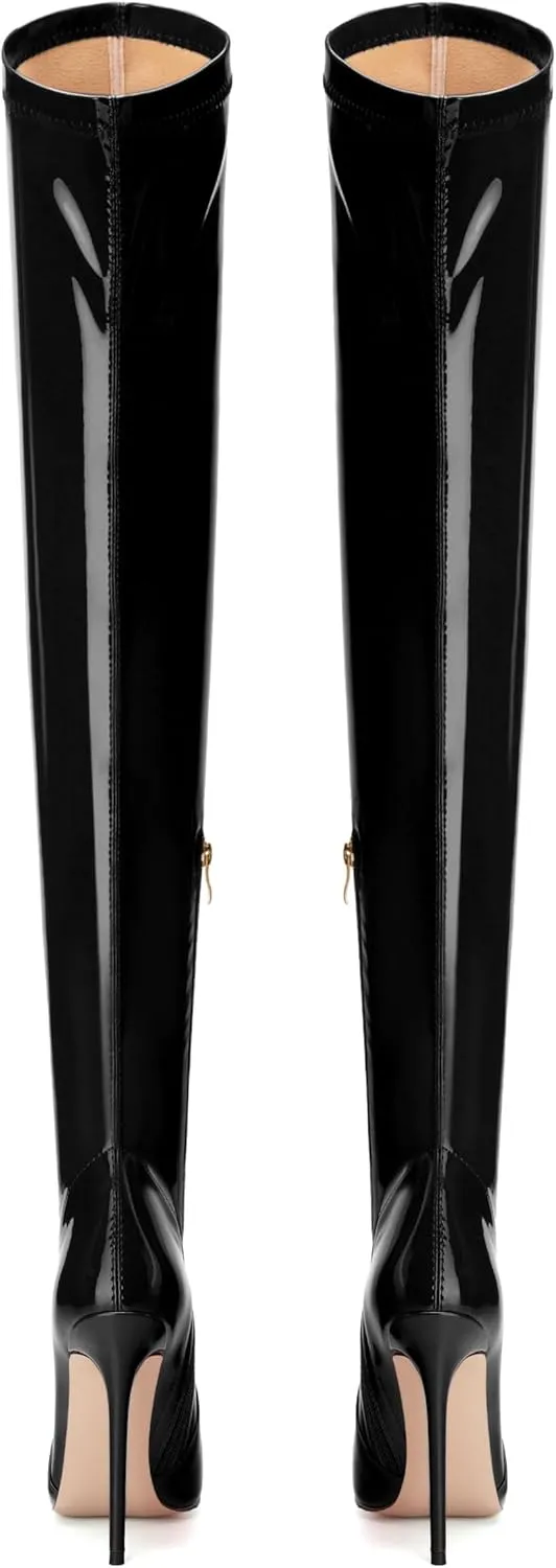 Over The Knee Boots for Women Thigh High Stiletto Zipper Pointed Toe Long Boots Classic Fashion Sexy Tall Boots