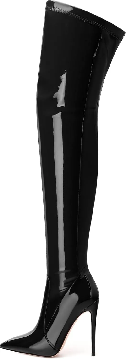 Over The Knee Boots for Women Thigh High Stiletto Zipper Pointed Toe Long Boots Classic Fashion Sexy Tall Boots