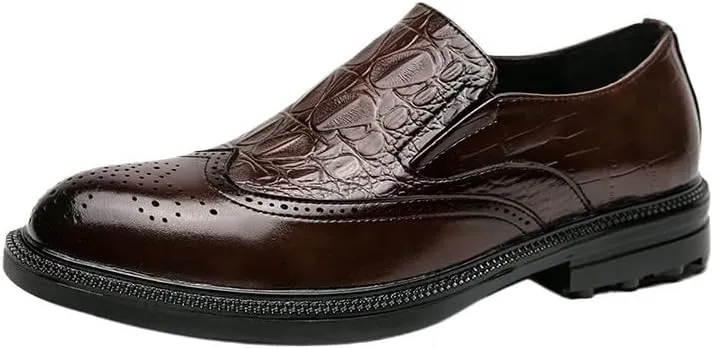 Oxford Dress Shoes for Men New Men's Dress Oxford Shoes - Crocodile Embossed Lace-up Business Loafers, Formal Leather Shoes for Men, Stylish & Comfortable Office Dress Shoes