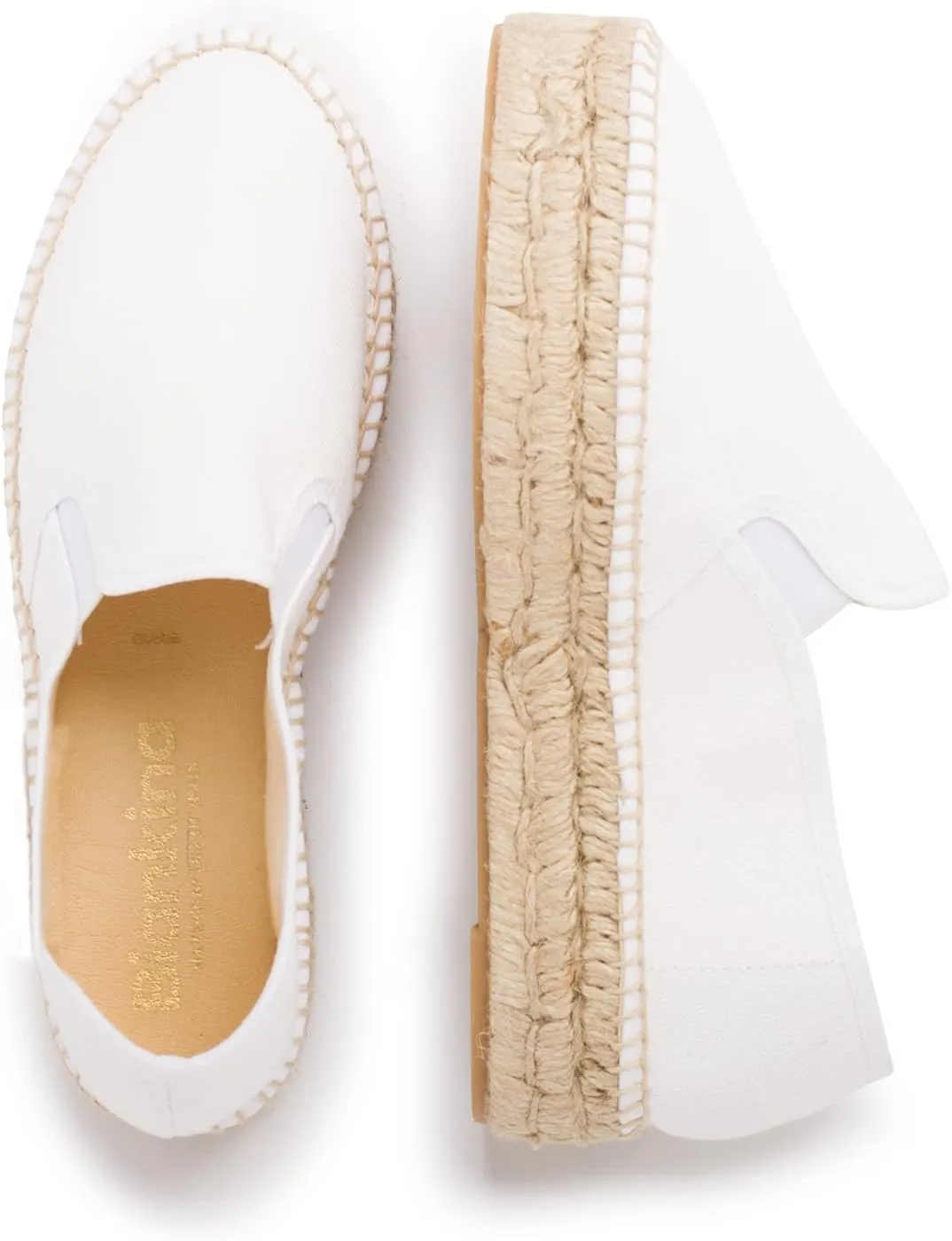Palma Sustainable Platform Slip on Espadrilles for Women - Classic Style Breathable Eco Canvas Upper, Comfy Insole with Jute Midsole, Handmade Shoes, Made in Spain