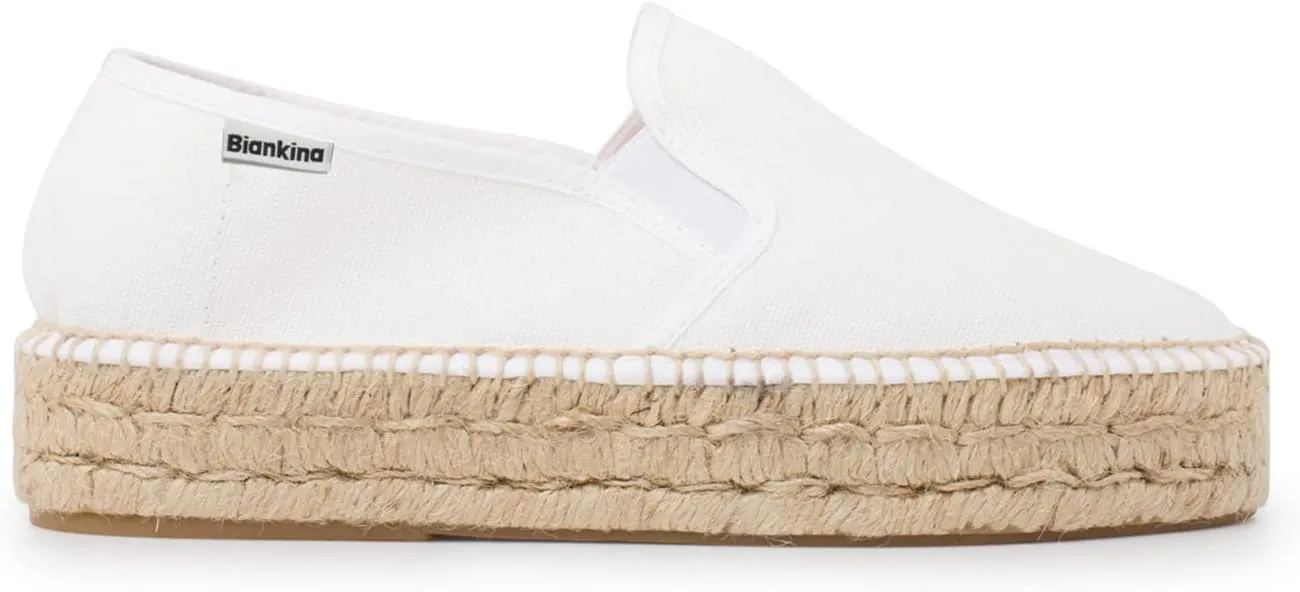 Palma Sustainable Platform Slip on Espadrilles for Women - Classic Style Breathable Eco Canvas Upper, Comfy Insole with Jute Midsole, Handmade Shoes, Made in Spain