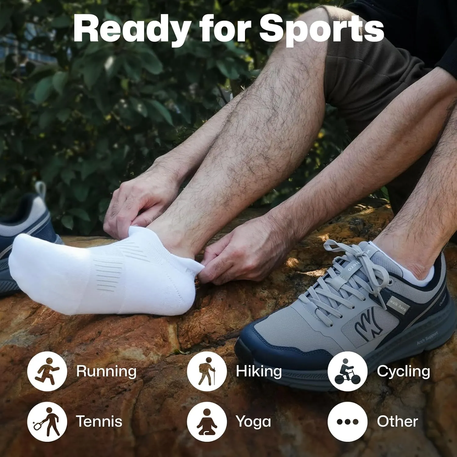 PAPLUS Ankle Running Socks 5 Pairs, Athletic Cushioned Anti-Blister Low Cut No Show Sports Socks for Men Women
