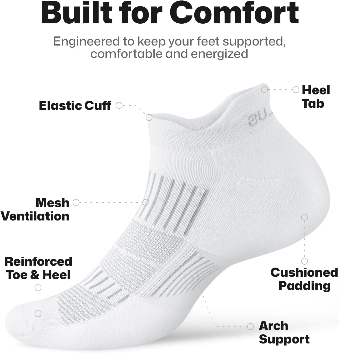 PAPLUS Ankle Running Socks 5 Pairs, Athletic Cushioned Anti-Blister Low Cut No Show Sports Socks for Men Women