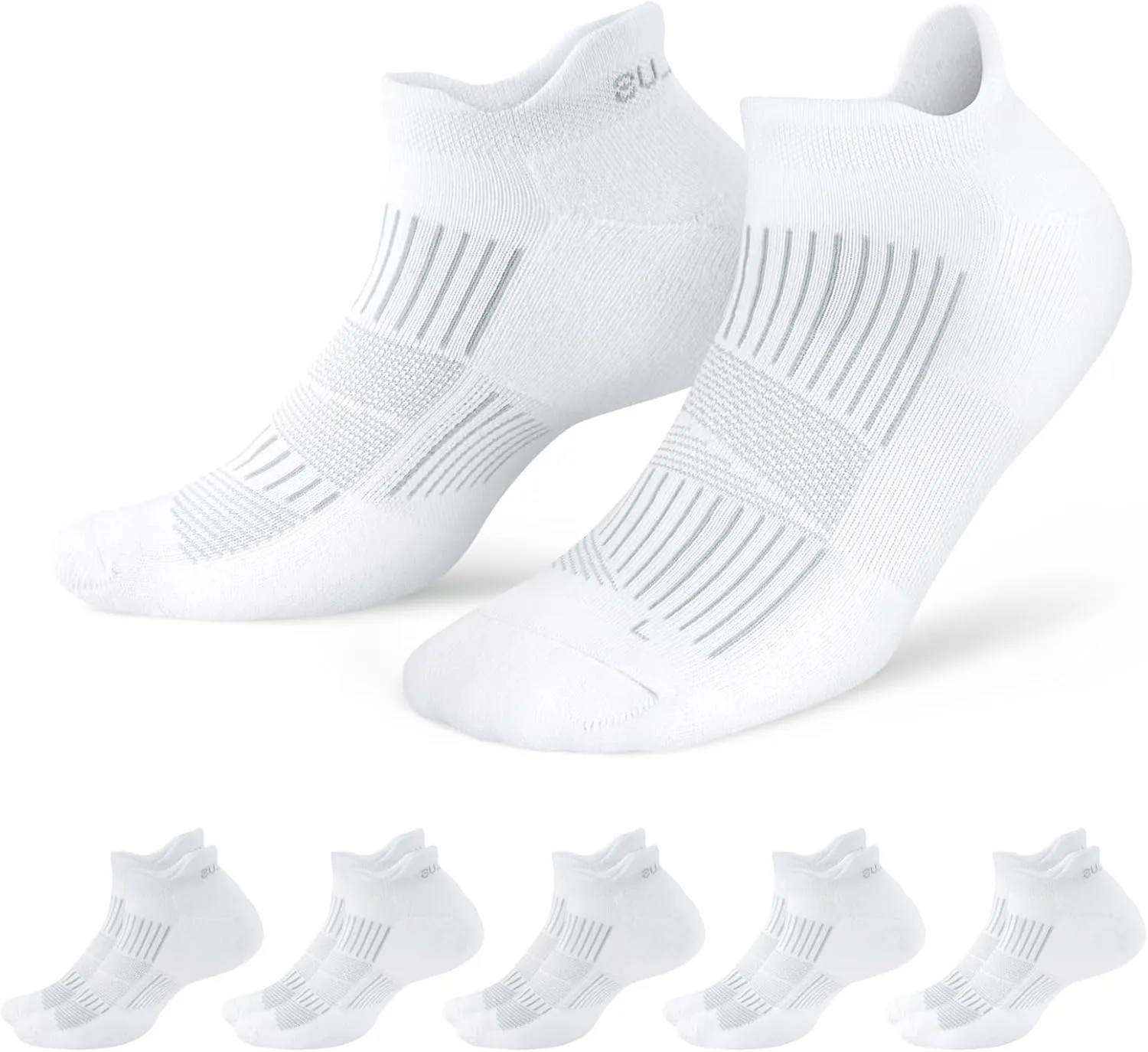 PAPLUS Ankle Running Socks 5 Pairs, Athletic Cushioned Anti-Blister Low Cut No Show Sports Socks for Men Women