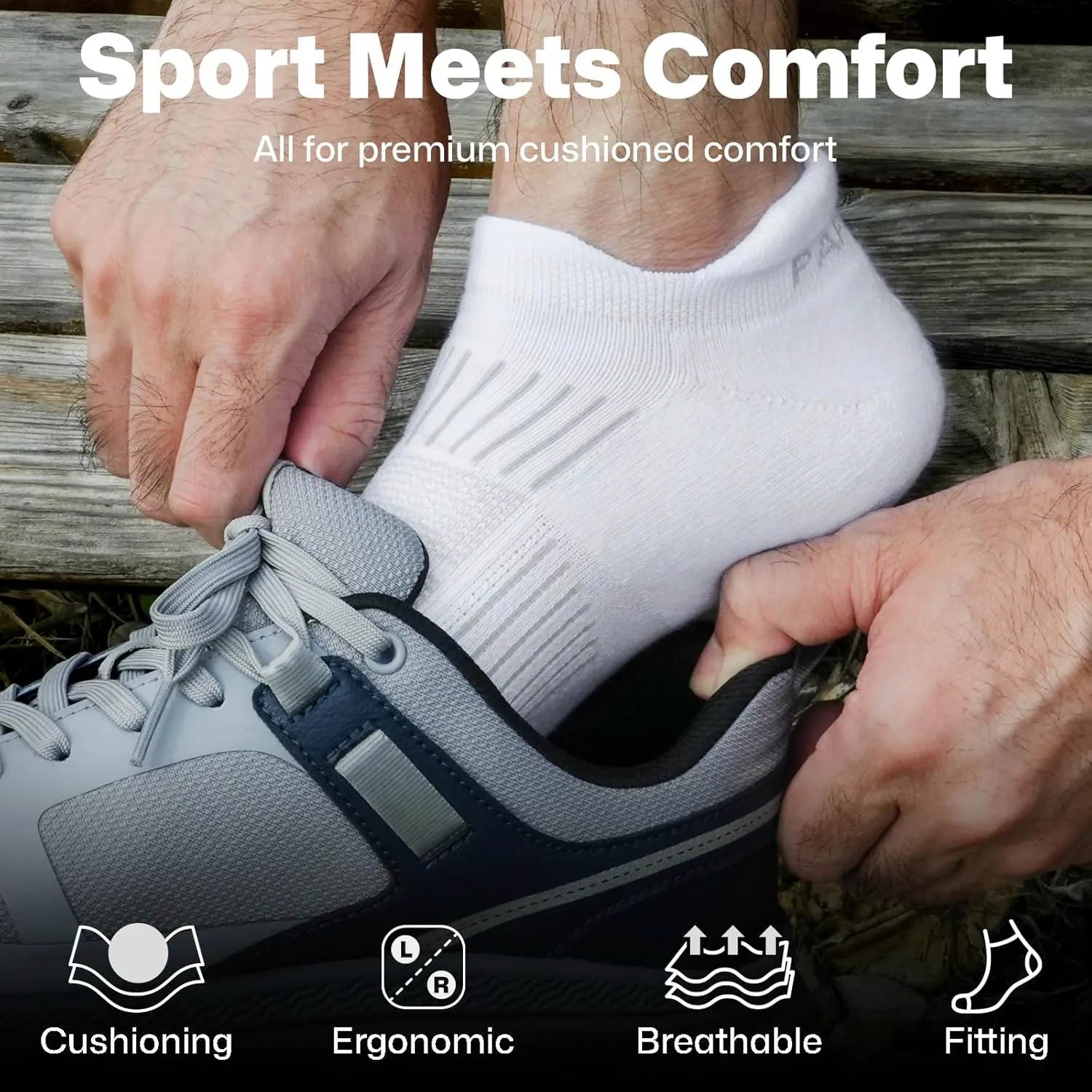 PAPLUS Ankle Running Socks 5 Pairs, Athletic Cushioned Anti-Blister Low Cut No Show Sports Socks for Men Women