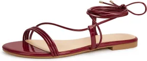 PARTY Women's Strappy Sandals Lace Up Flats Tie Up Open Toe Ankle Strap Shoes