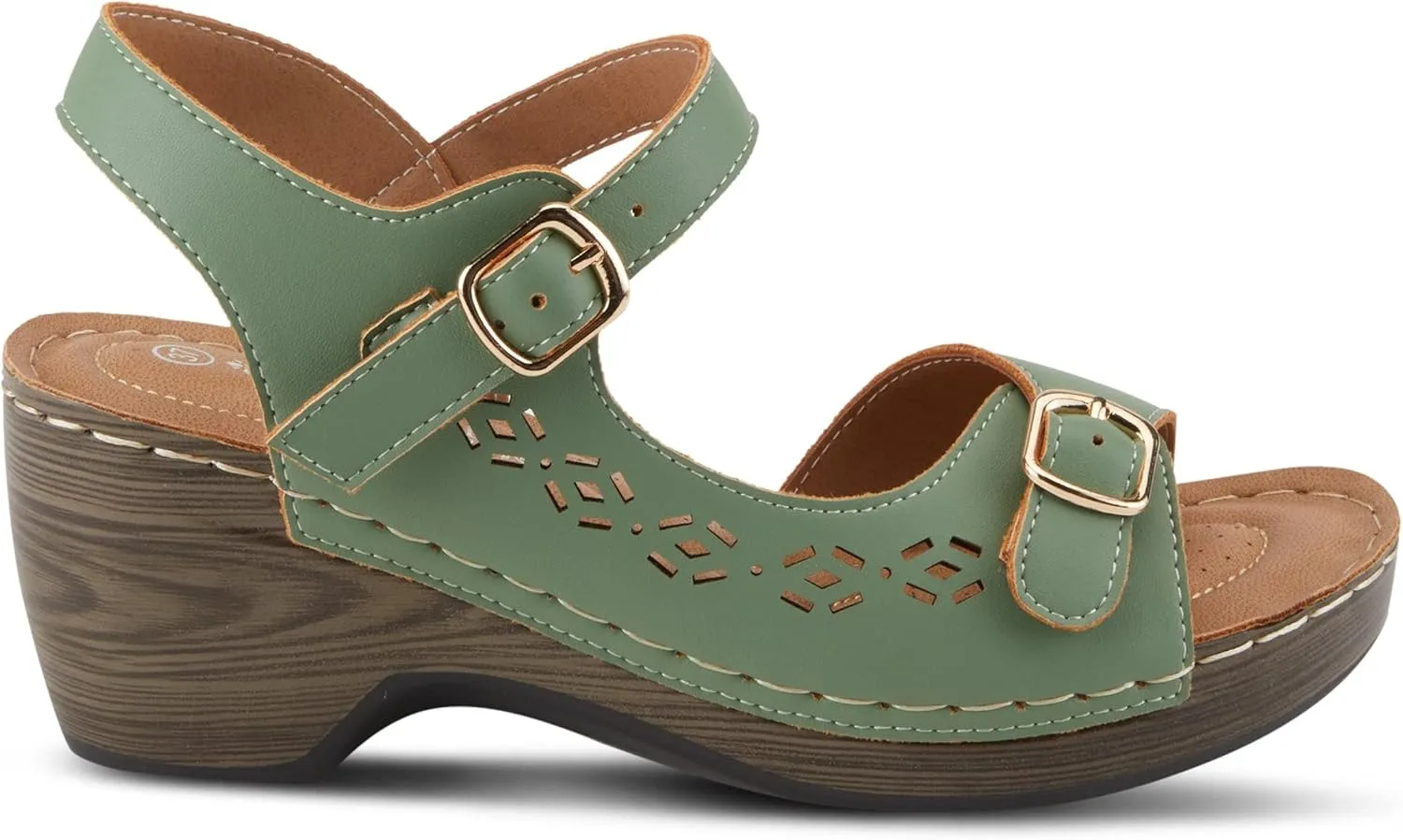 PATRIZIA Spring Step Shantay Wedge Sandals for Women - Ladies Sandals with ankle strap buckle closures - Womens Casuals Sandals for Outdoor