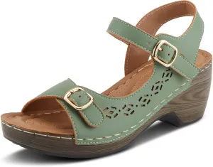 PATRIZIA Spring Step Shantay Wedge Sandals for Women - Ladies Sandals with ankle strap buckle closures - Womens Casuals Sandals for Outdoor