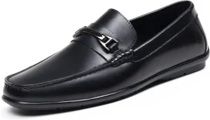 Penny Loafers for Men, Mens Driving Loafers, Dress Shoes Casual Slip On Leather Loafer, Black 12