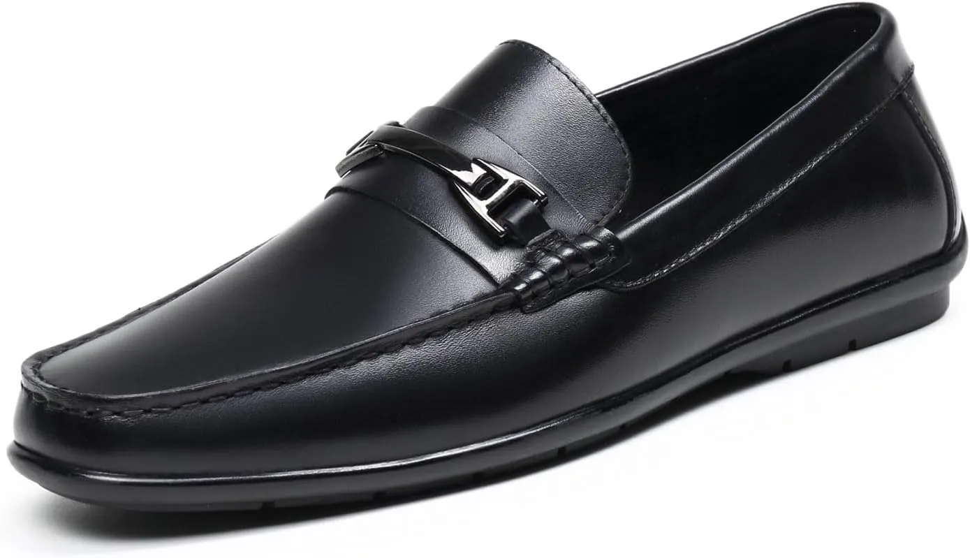 Penny Loafers for Men, Mens Driving Loafers, Dress Shoes Casual Slip On Leather Loafer, Black 12