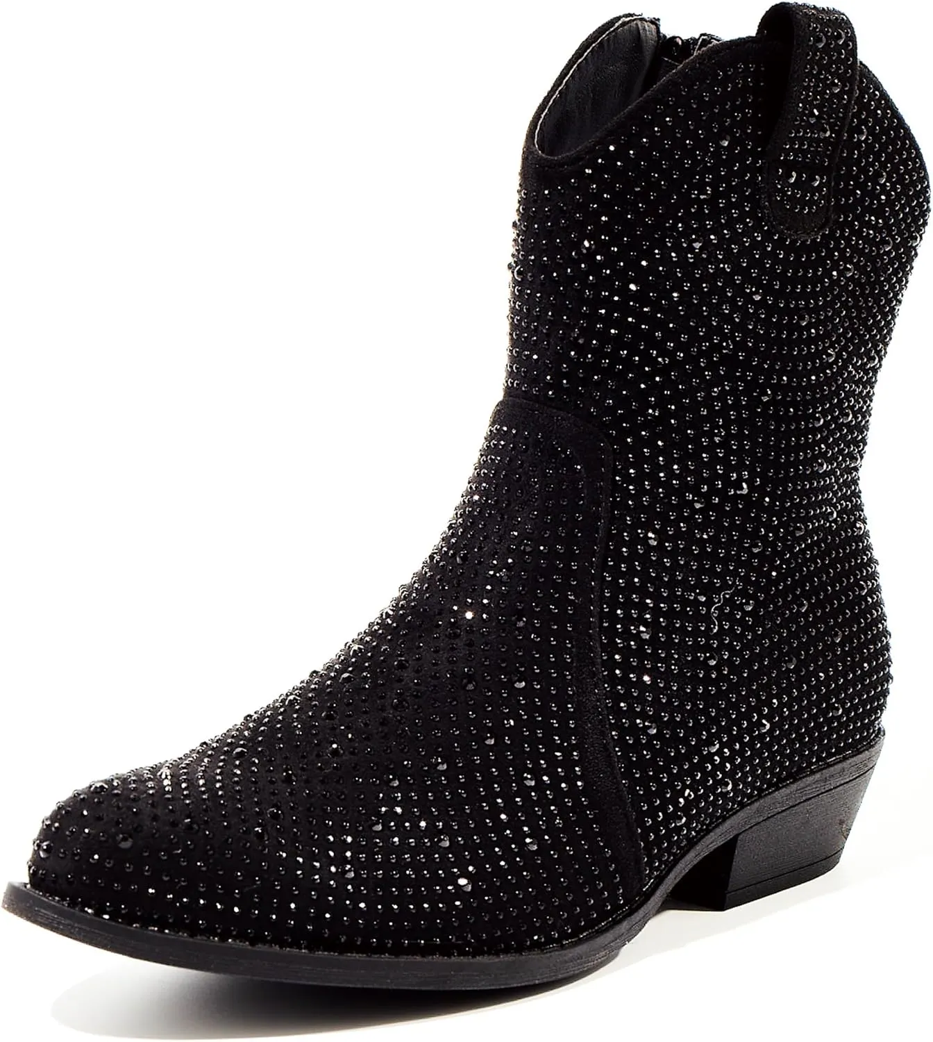 PEPPEP Western Cowgirl Cowboy Ankle Boots for Women or Ladies, Mid Calf, Vegan Leather Embroidered Upper, Low Heel, Fashionable Pointed-toe, Well Made