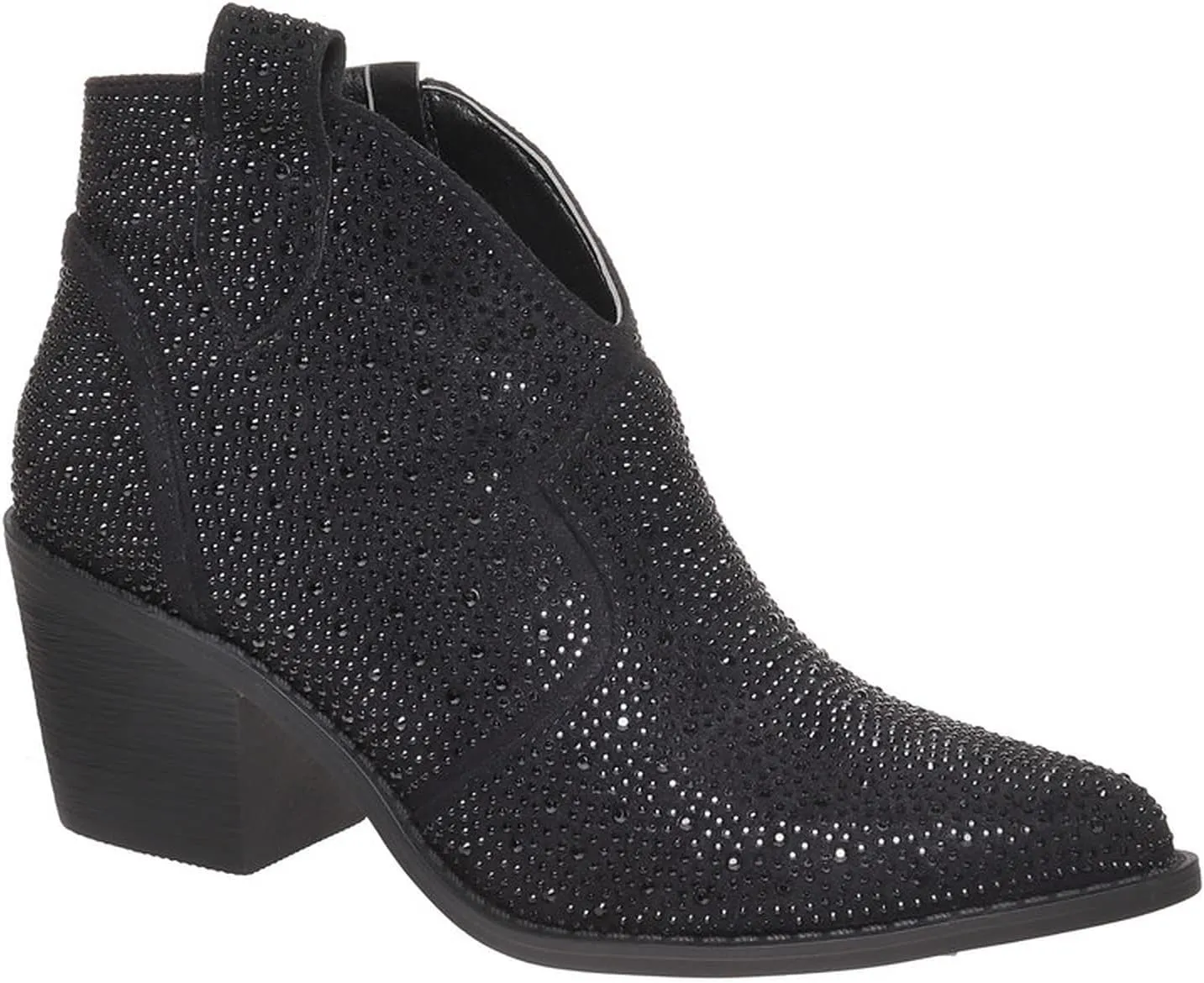 Pierre Dumas Women's Wilder-9 Rhinestone Chunky Heel Ankle Bootie