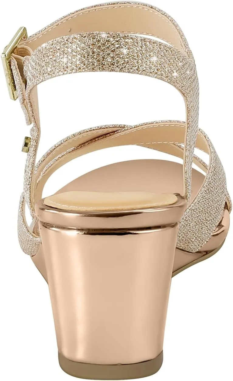 PIZZ ANNU Women's Wendy Low Wedge Sandals Ankle Strap Espadrille Open Toe Casual Summer Women Wedge Heels Shoes