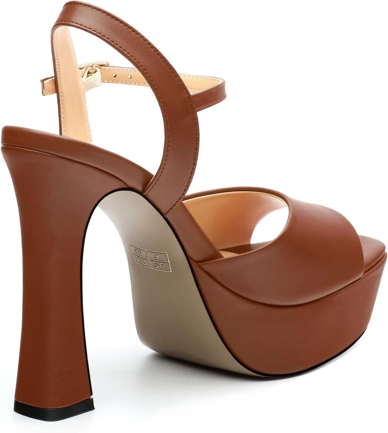 Platform High Heels for Women, Chunky Heels Sandals for Women Comfy Square Open Toe Ankle Strap Stylish Heeled Sandals Party Prom Wedding Dress Pumps Shoes 4.7 Inch